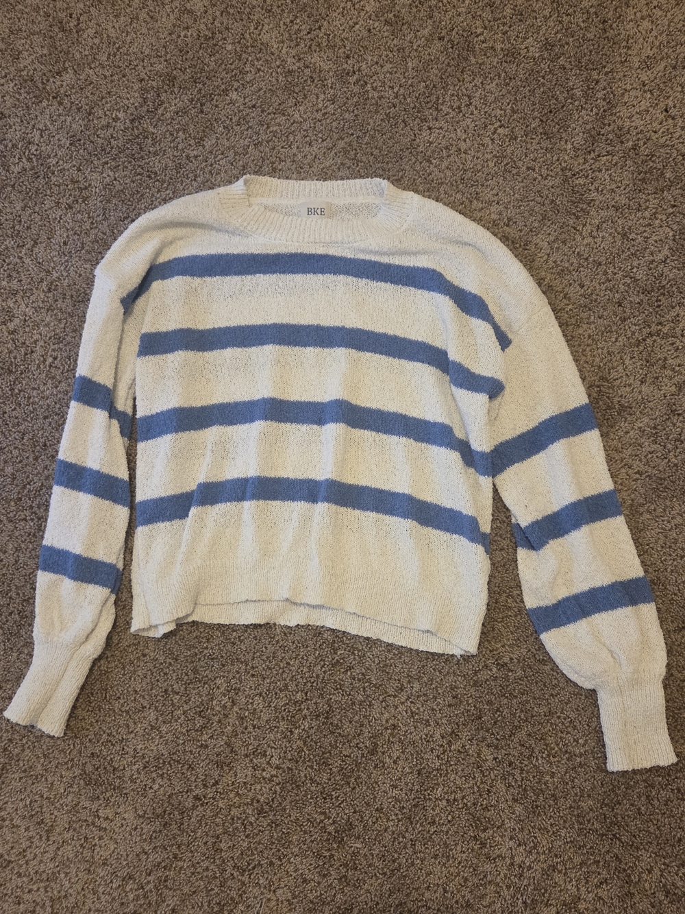 BKE Cream Sweater with Blue Stripes